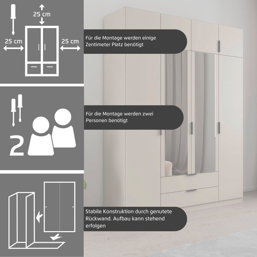 rauch Kleiderschrank Drehtürenschrank Schrank Garderobe Ankleide Schlafzimmer LAGOA (3 verschiedene Ausstattungen BASIC/CLASSIC/PREMIUM (inkl. SOFT-CLOSE) geräu – Bild 4 von 5