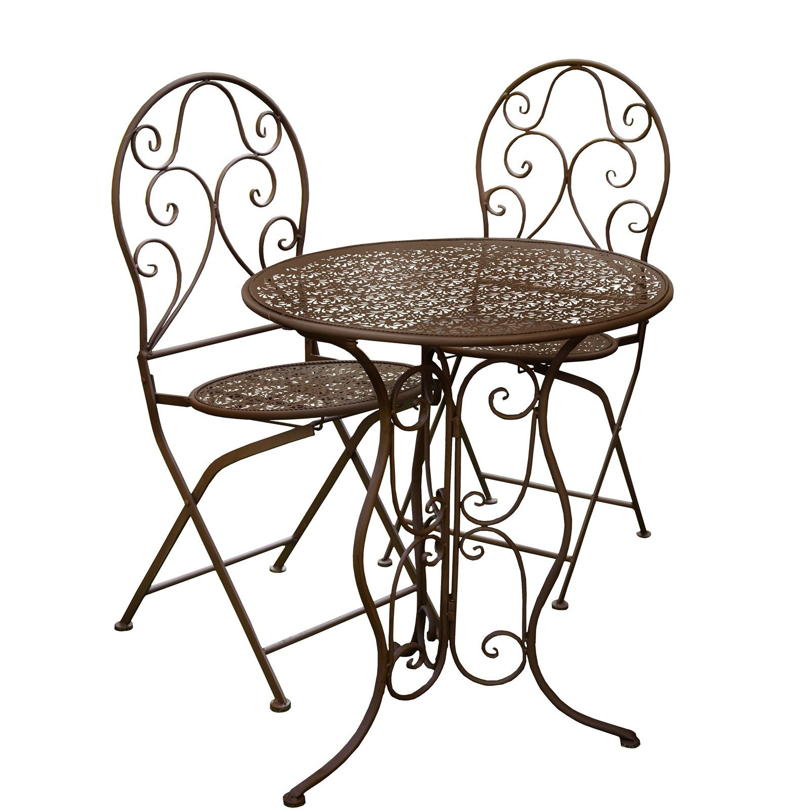 HTI-Living Balkonset Tischgruppe Lani Antik, (Set, 3-tlg., 1x Tisch, 2x Stühle), Sitzgruppe Metall Garten nostalgisch