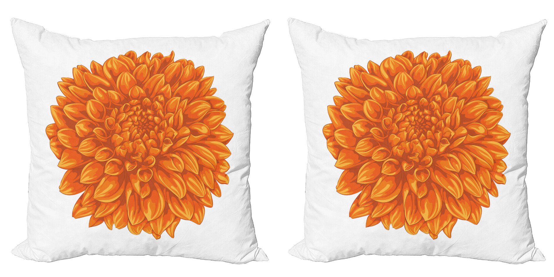 Doppelseitiger Accent Stück), Abakuhaus Dahlie-Blumen-Blumen Kissenbezüge Modern (2 Orange Digitaldruck,