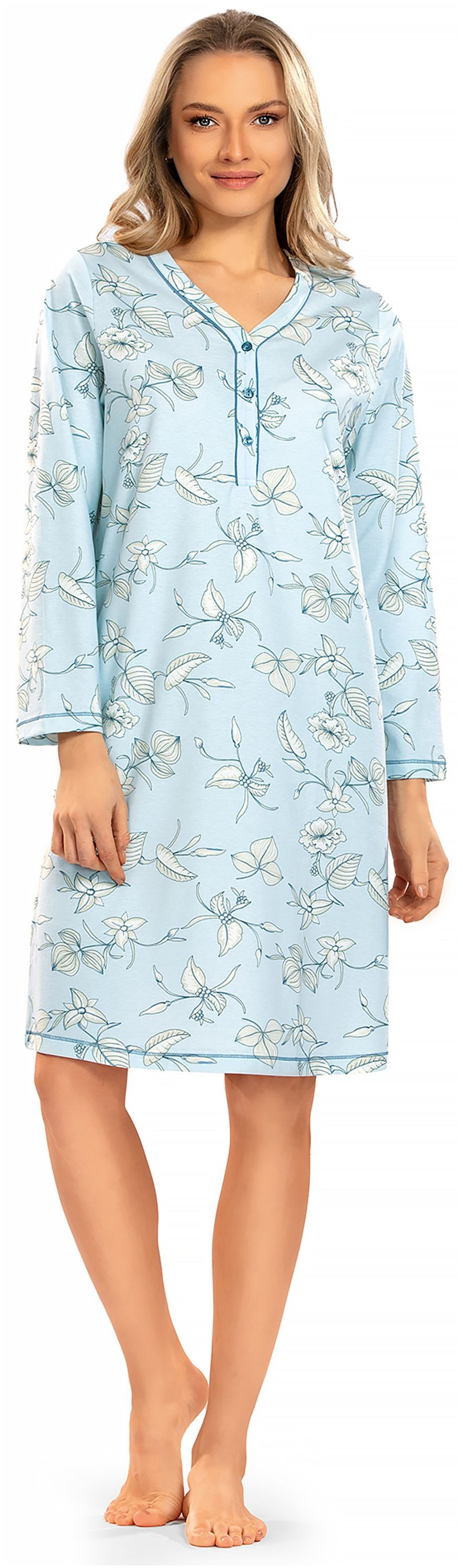 comtessa Nachthemd Mellow Luxe (Set, 1-tlg., 1-teilig) Damen Sleepshirt ca.100cm Schlafshirt Baumwolle geknöpft große Größen