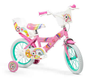 T&Y Trade Kinderfahrrad 16 Zoll Kinder Mädchenfahrrad Fahrrad Rad Bike Unicorn Einhorn 16219, 1 Gang, Puppensitz, Korb, Stützräder