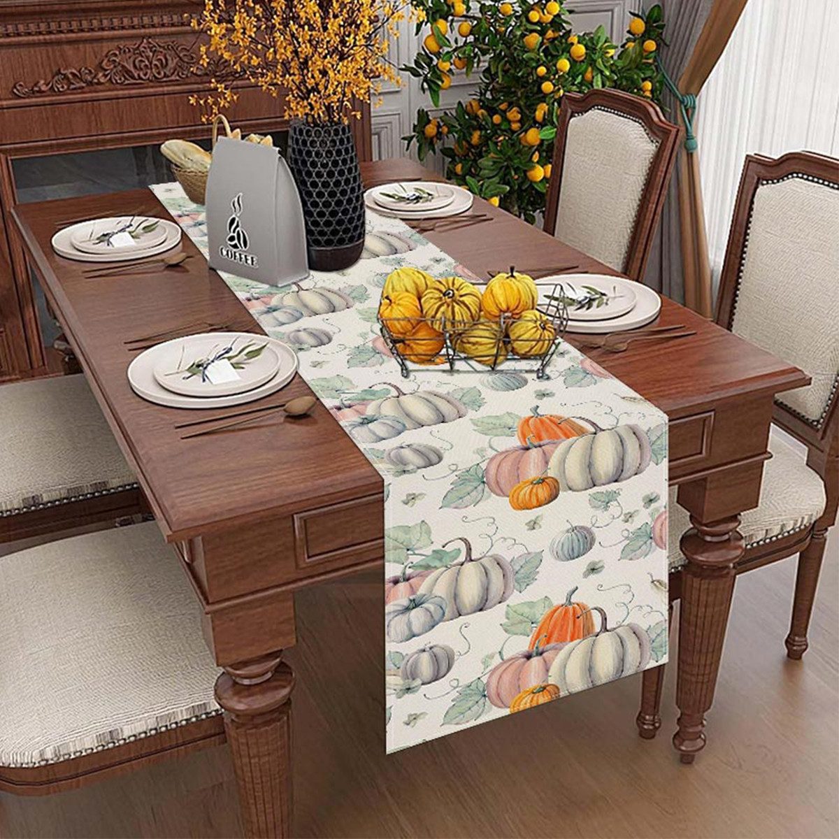 LAPAPRO Tischläufer Halloween Tischläufer Leinen mit Kürbis Druck, 1 Stück, günstig online kaufen