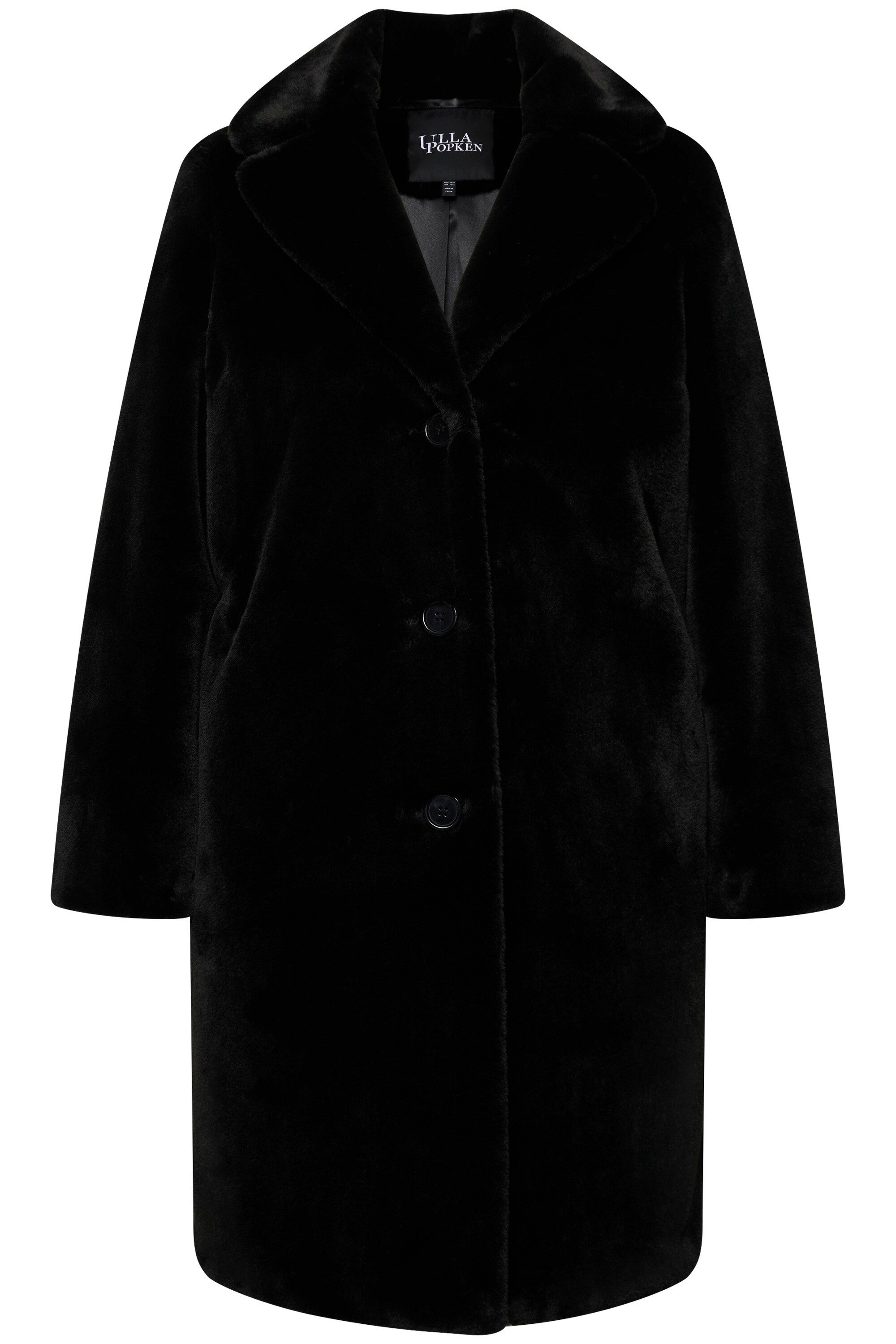 Ulla Popken Wintermantel Kunstfellbesatz-Mantel Reverskragen Satinfutter günstig online kaufen