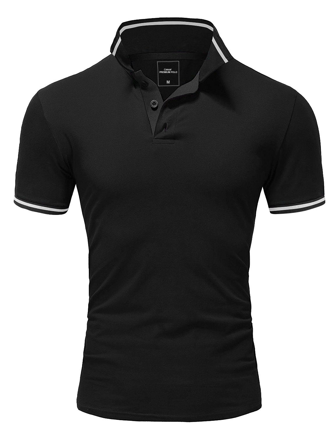 T-Shirt Kurzarm Kontrast Schwarz/Weiß Poloshirt PROVIDENCE Basic Amaci&Sons Polohemd Herren