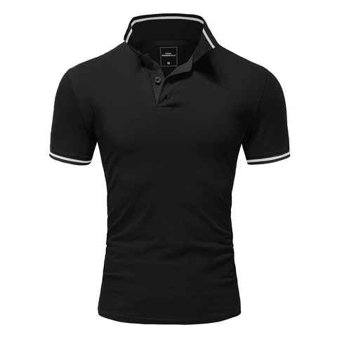 Amaci&Sons Poloshirt PROVIDENCE Herren Basic Kontrast Kurzarm Polohemd T-Shirt