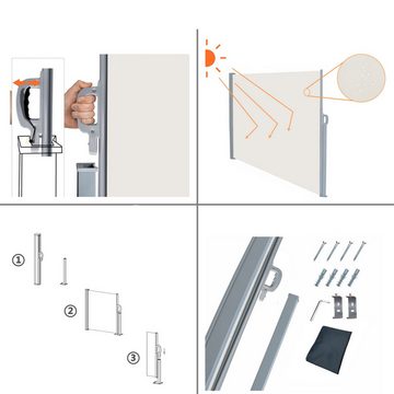 EBUY Seitenmarkise Balkon-Sichtschutz, einziehbare Seitenmarkise, wind- und wasserdicht (1-St)