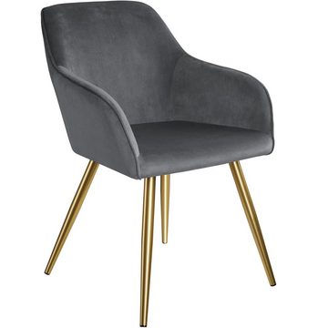 tectake Esszimmerstuhl »6er Set Stuhl Marilyn Samtoptik, goldene« (6er Set, 6 St), gepolstert, gepolsterter Sitz