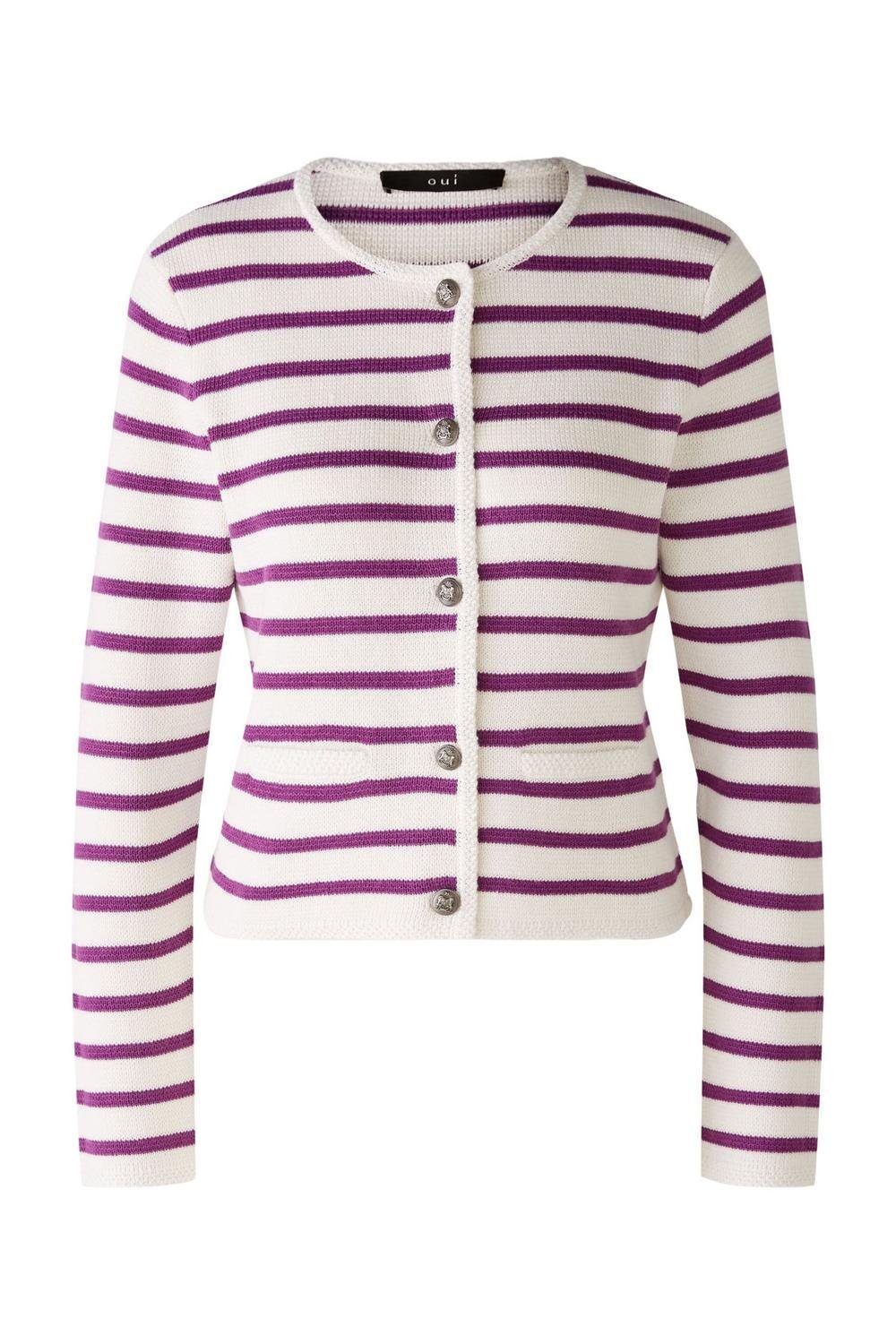 Oui Strickjacke Jacke/Jacket, white violett