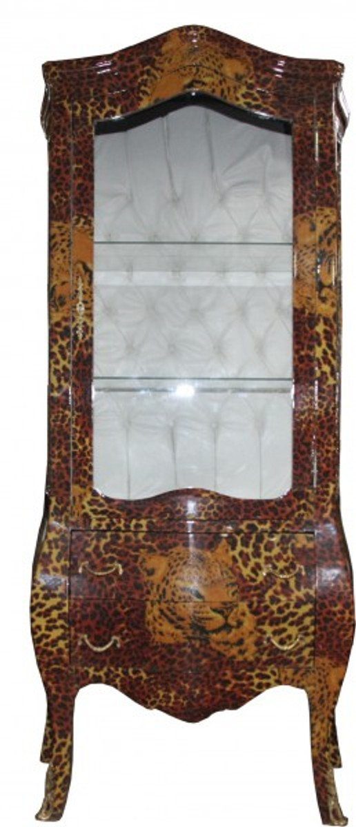 Casa Padrino Vitrine Barock Vitrine Leopard - Vitrinenschrank - Wohnzimmerschrank