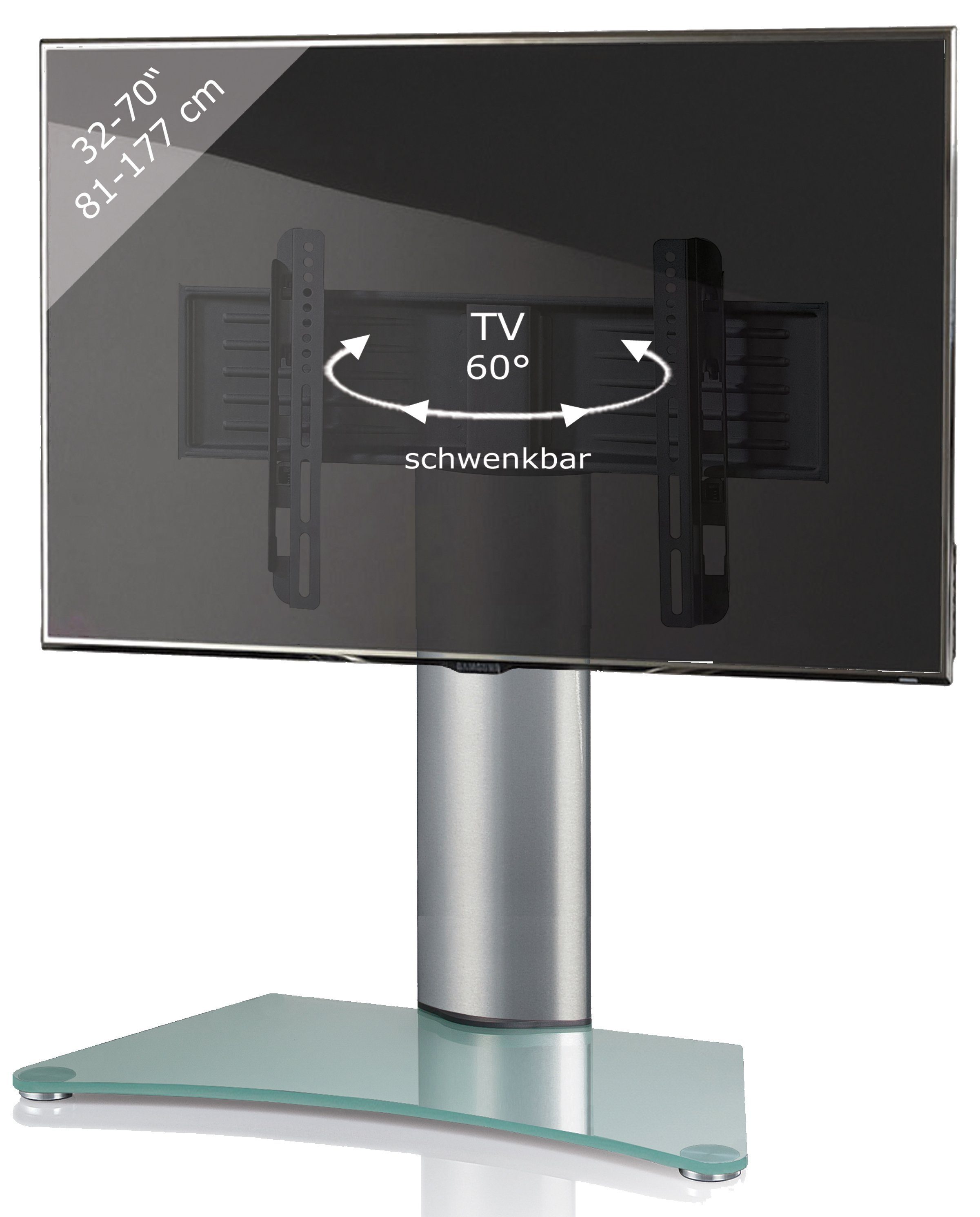 VCM TV-Ständer, (1-tlg) TV Standfuß Erhöhung Mattglas Aufsatz Glas Windoxa Maxi Alu
