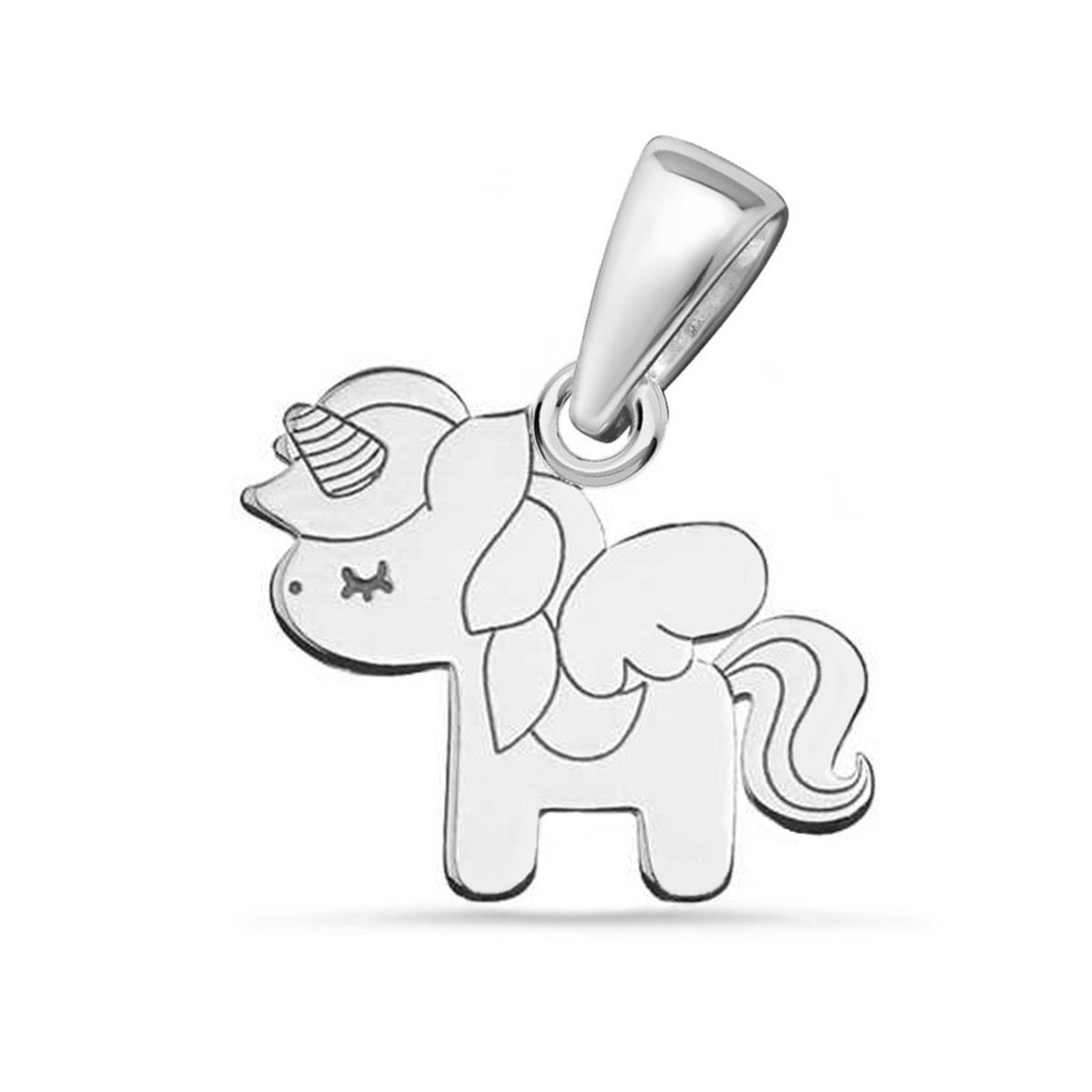 Kinder Etui) Silber Hufeisen Einhorn für 925 Goldene Kettenanhänger inkl. Sterling Kettenanhänger Kette Stück, (1 Anhänger