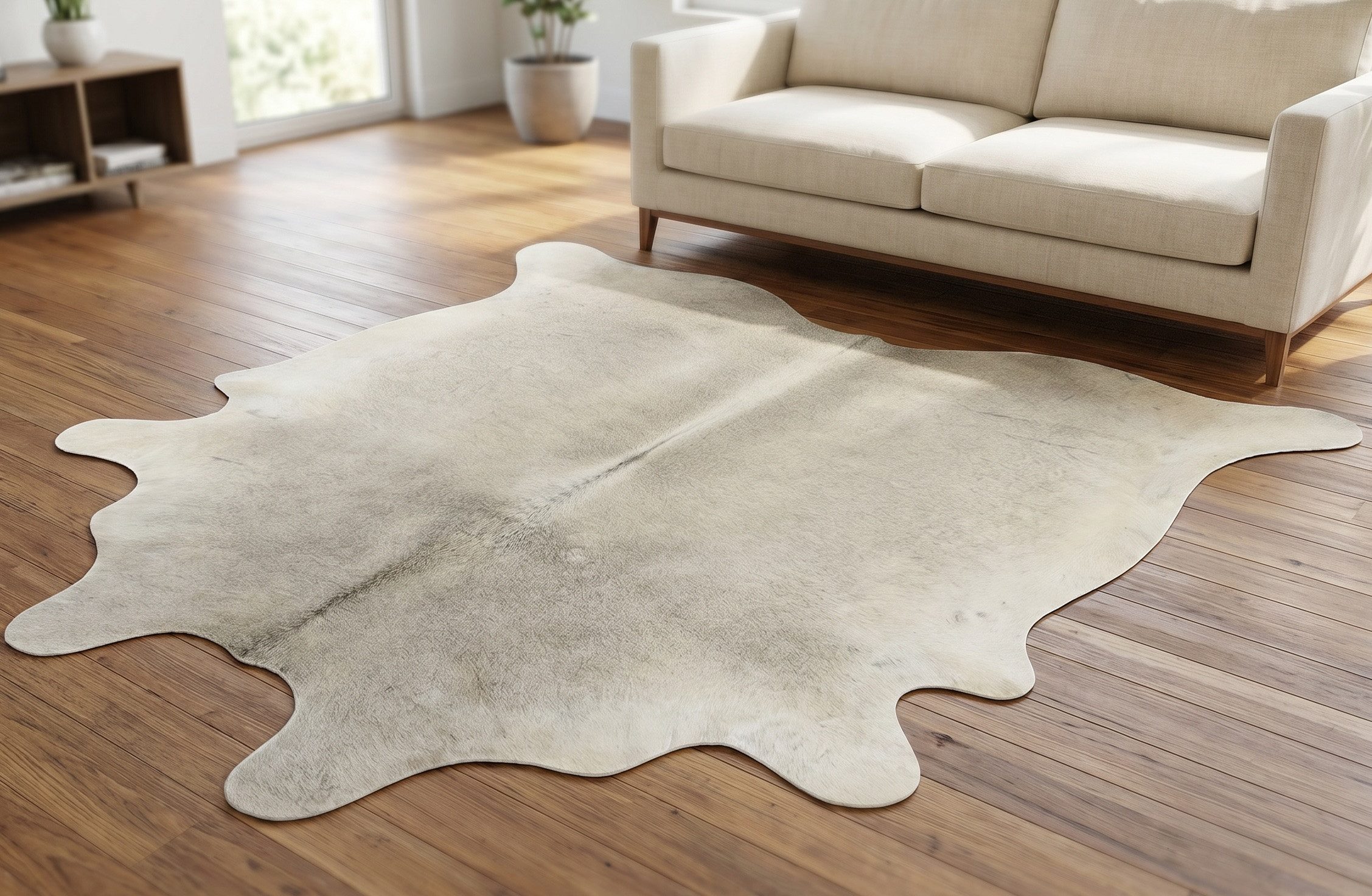 Fellteppich KUHFELL STIERFELL GRAU BEIGE NATUR 210 x 180 cm ECHTFELL TEPPICH