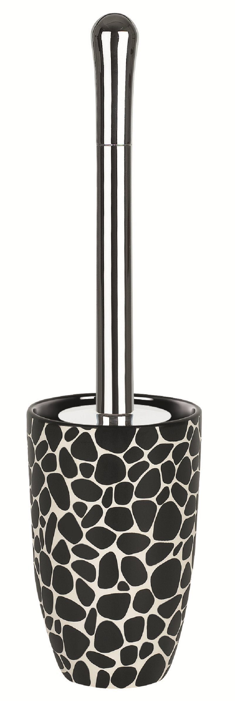 spirella WC-Garnitur DARWIN PEBBLE, Toilettenbürste aus hochwertiger Keramik, attraktive Form, mit außergewöhnlichem Design in Kieselstein Optik, Farbe schwarz glänzend