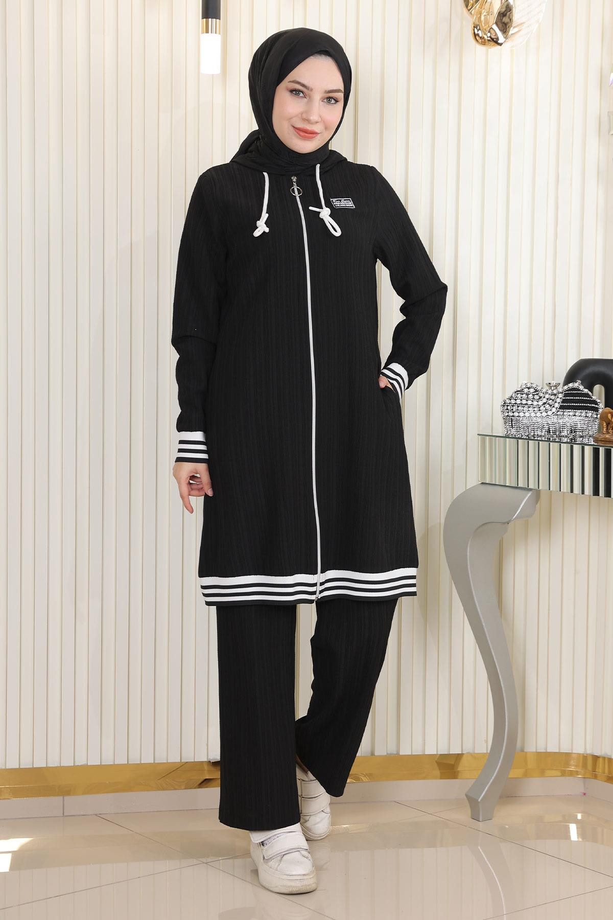 MODAMİHRAM Tunika KleidReißverschluss Gerippter Anzug