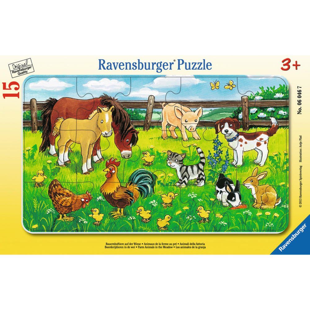 15 Der Bauernhoftiere Wiese - Rahmenpuzzle Ravensburger Puzzleteile Auf Rahmenpuzzle,