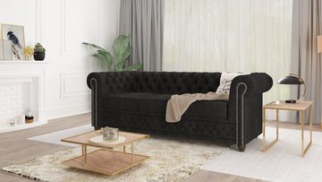 S-Style Möbel 3-Sitzer Leeds Chesterfield Sofa, mit Wellenfederung