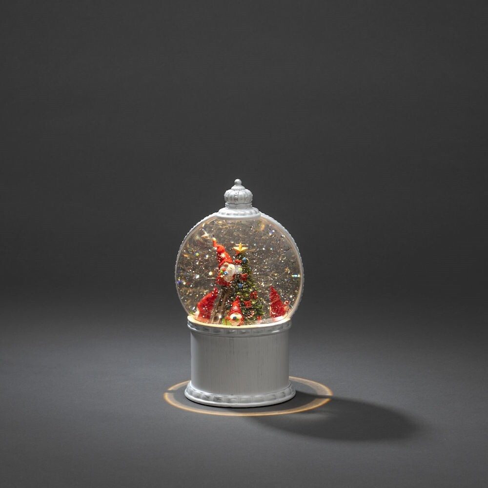 KONSTSMIDE LED Laterne "Santas" weiß, Kugel, warmweiß, batteriebetrieben, wassergeschützt mit USB batteriebetrieben, warmweiß
