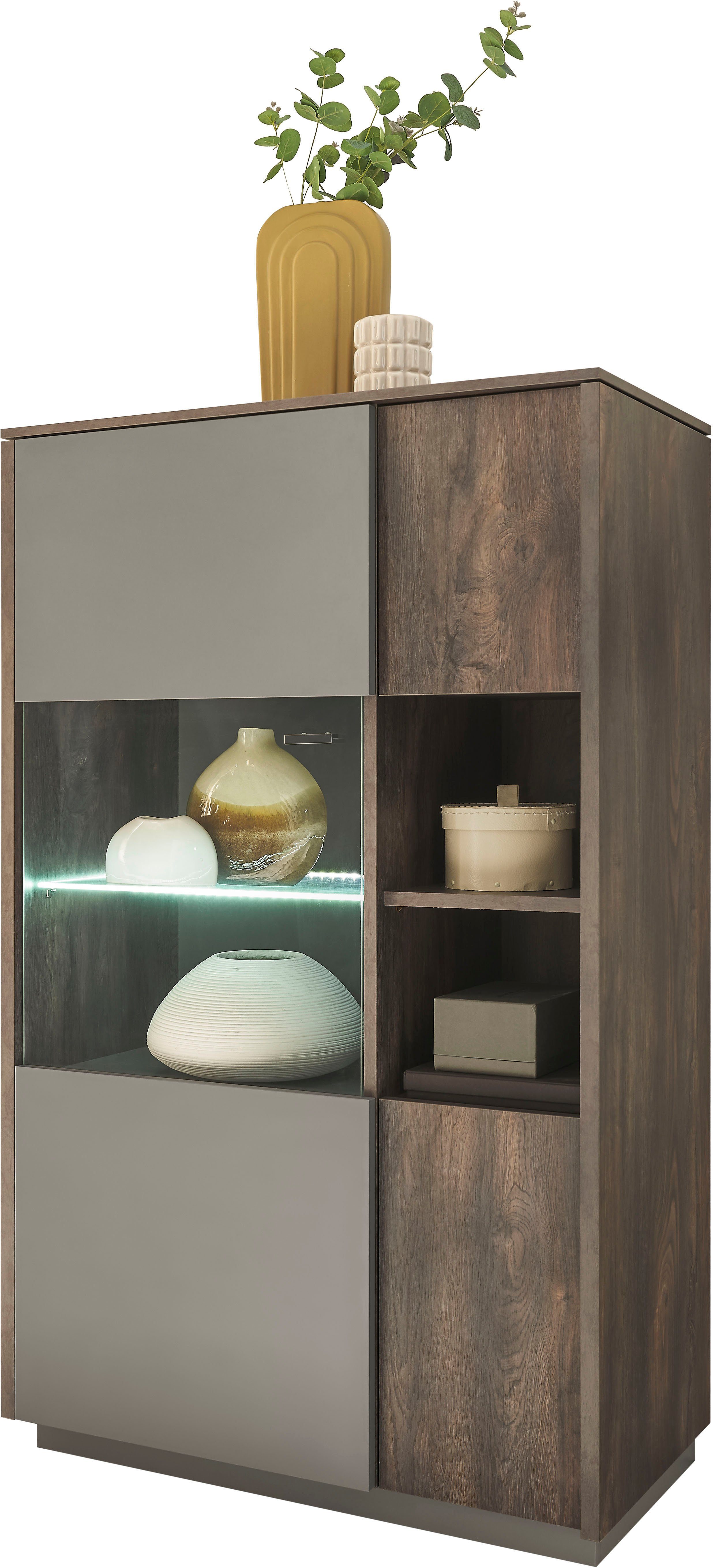 Soft-Close-Funktion, LARGO 130 cm Höhe INOSIGN Vitrine ca.