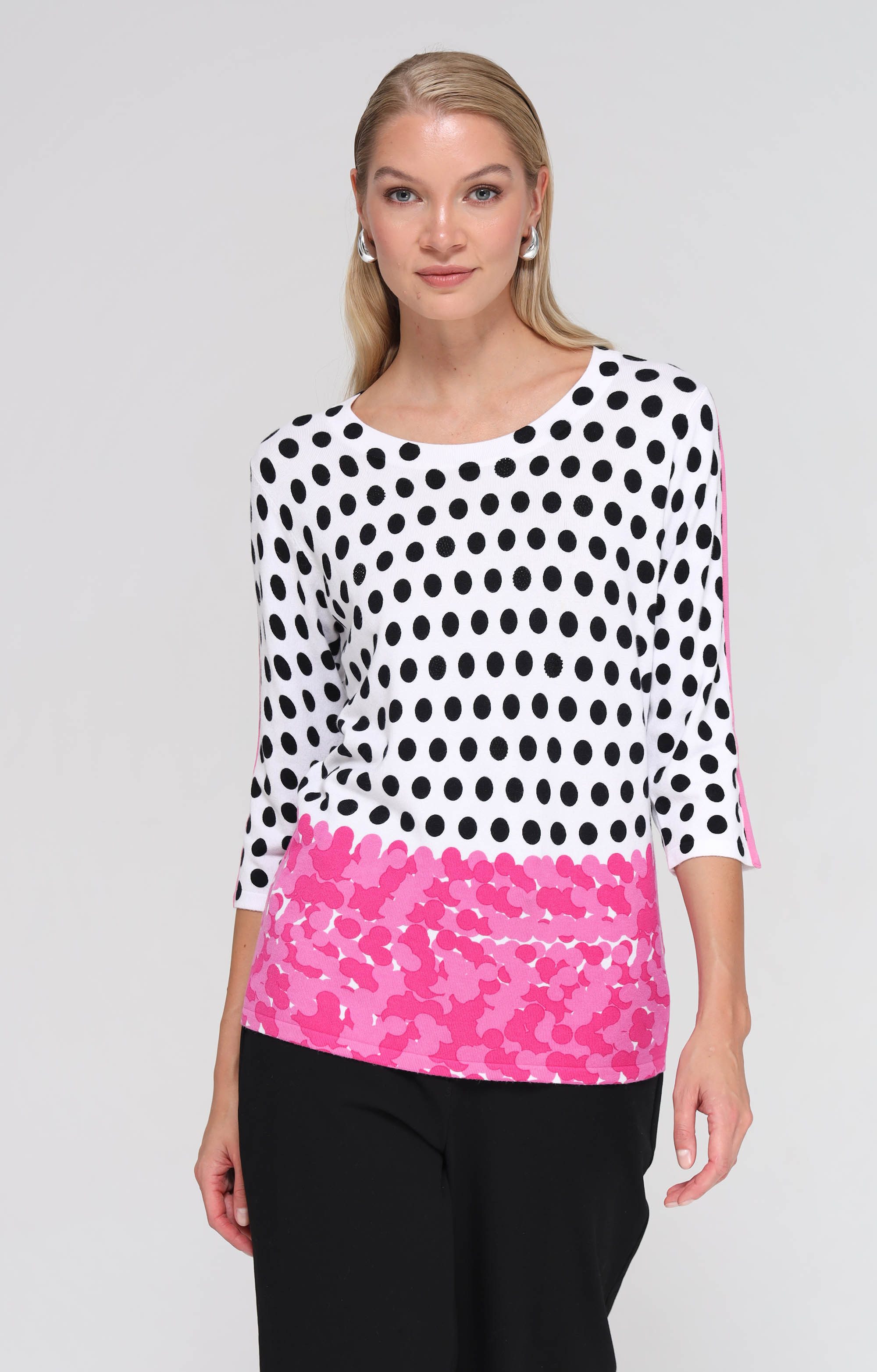 Passioni 3/4 Arm-Pullover mit Punkte-Print und Streifendetails günstig online kaufen