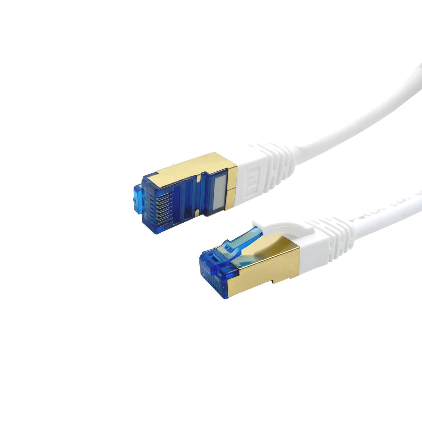 ProfiPatch CAT 7 Patchkabel Ethernet RJ45 Netzwerkkabel Rohkabel LAN-Kabel, RJ45, (25 cm), vergoldet, halogenfrei, weiß