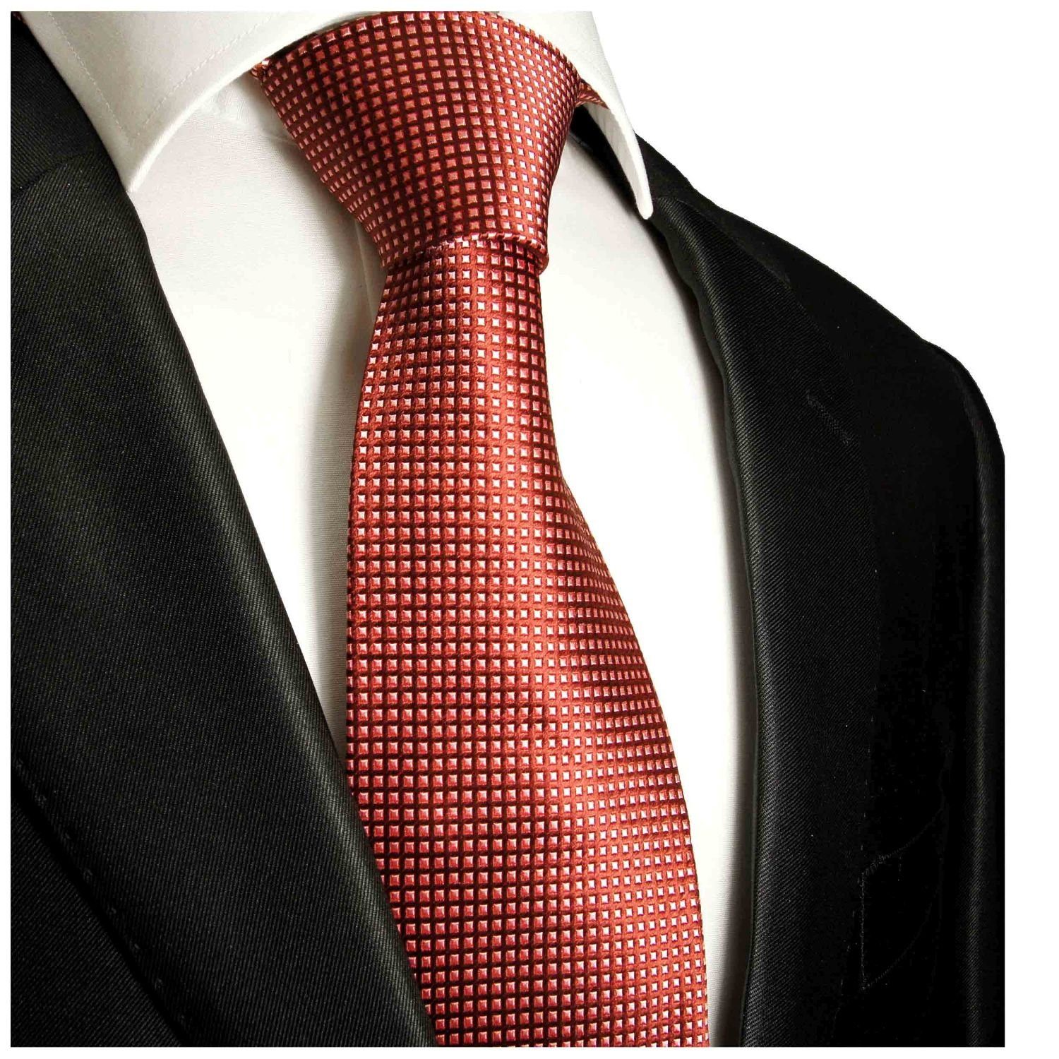 Paul Malone Krawatte Herren Seidenkrawatte und Tuch modern gepunktet 100% Seide (Set, 2-St., Krawatte mit Einstecktuch) Breit (8cm), rot pink 978