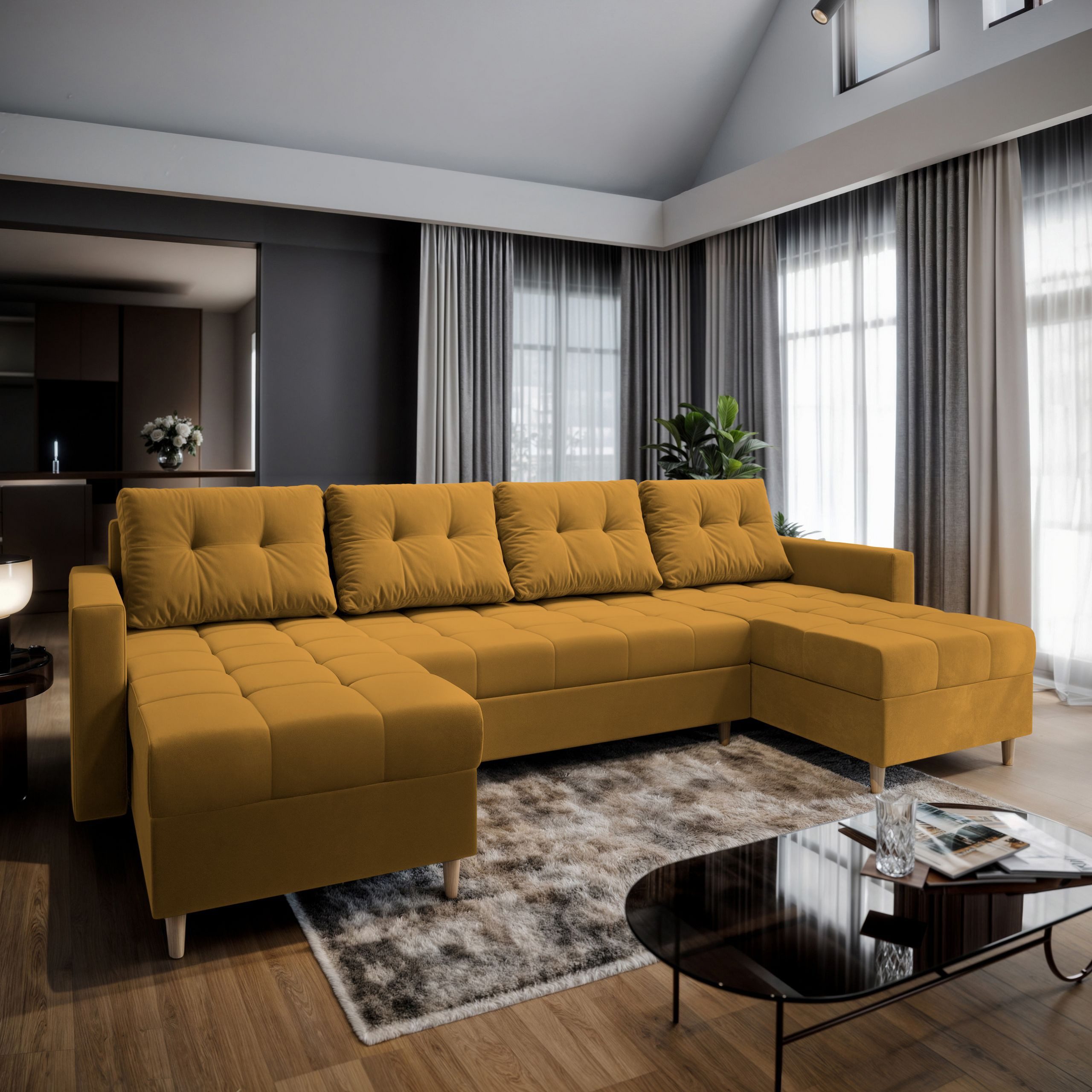 Masseno Ecksofa MILO mit Schlaffunktion U-Form, günstig online kaufen