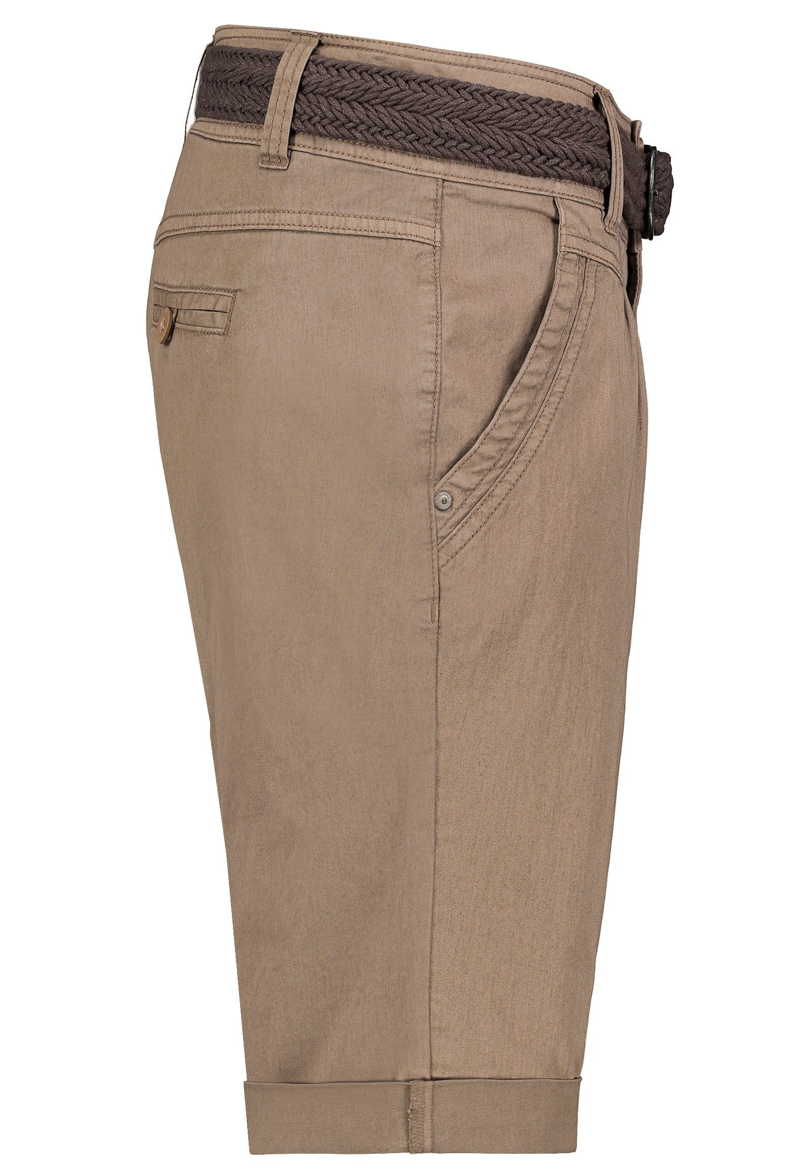 Stoff Bermuda mit Chino Short Hose Fresh Bermudas kurze Made Damen Hose Gürtel Sommer Beige