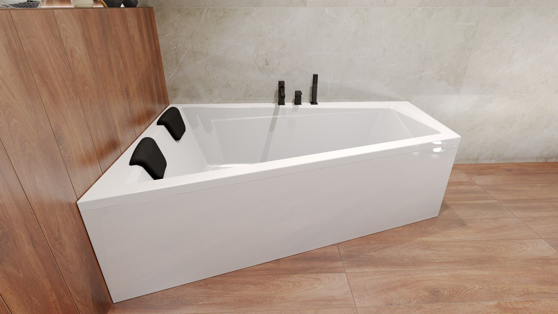 KOLMAN Badewanne Rechteck INTIMAS 150x85 Links + 2 Wannenkissen