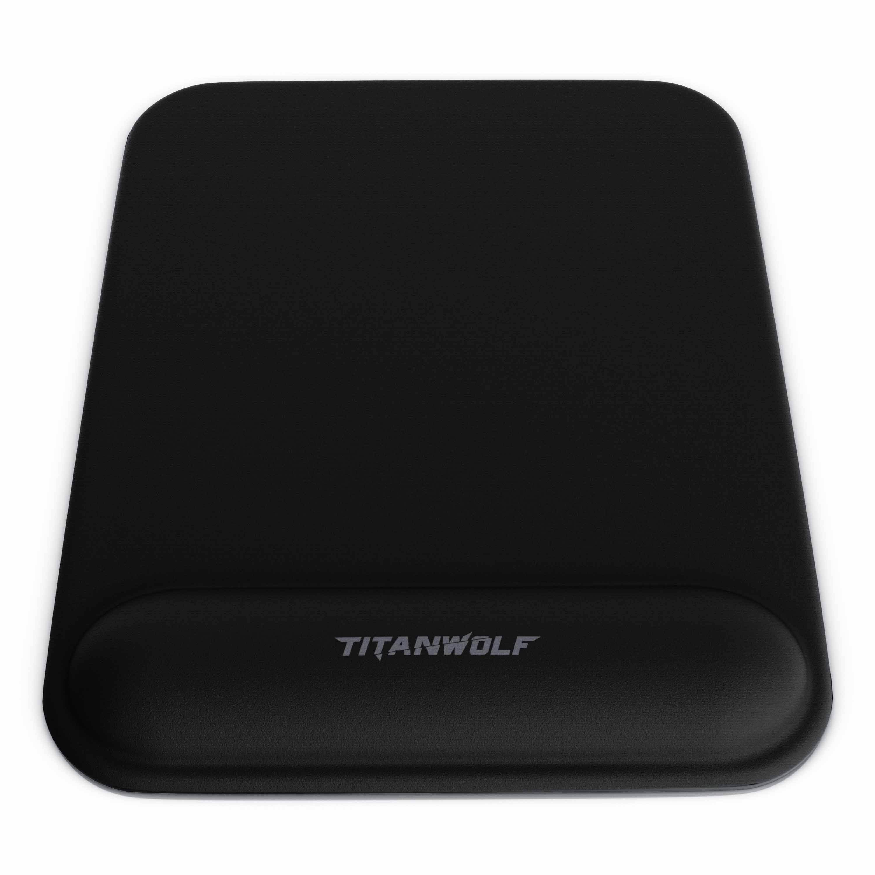 Titanwolf Mauspad Office Gel Mousepad mit Handgelenkpolster 225 x 280 x 20 mm, (1-St), Handballenauflage, Gelpolster ergonomisch, abwaschbar, schwarz