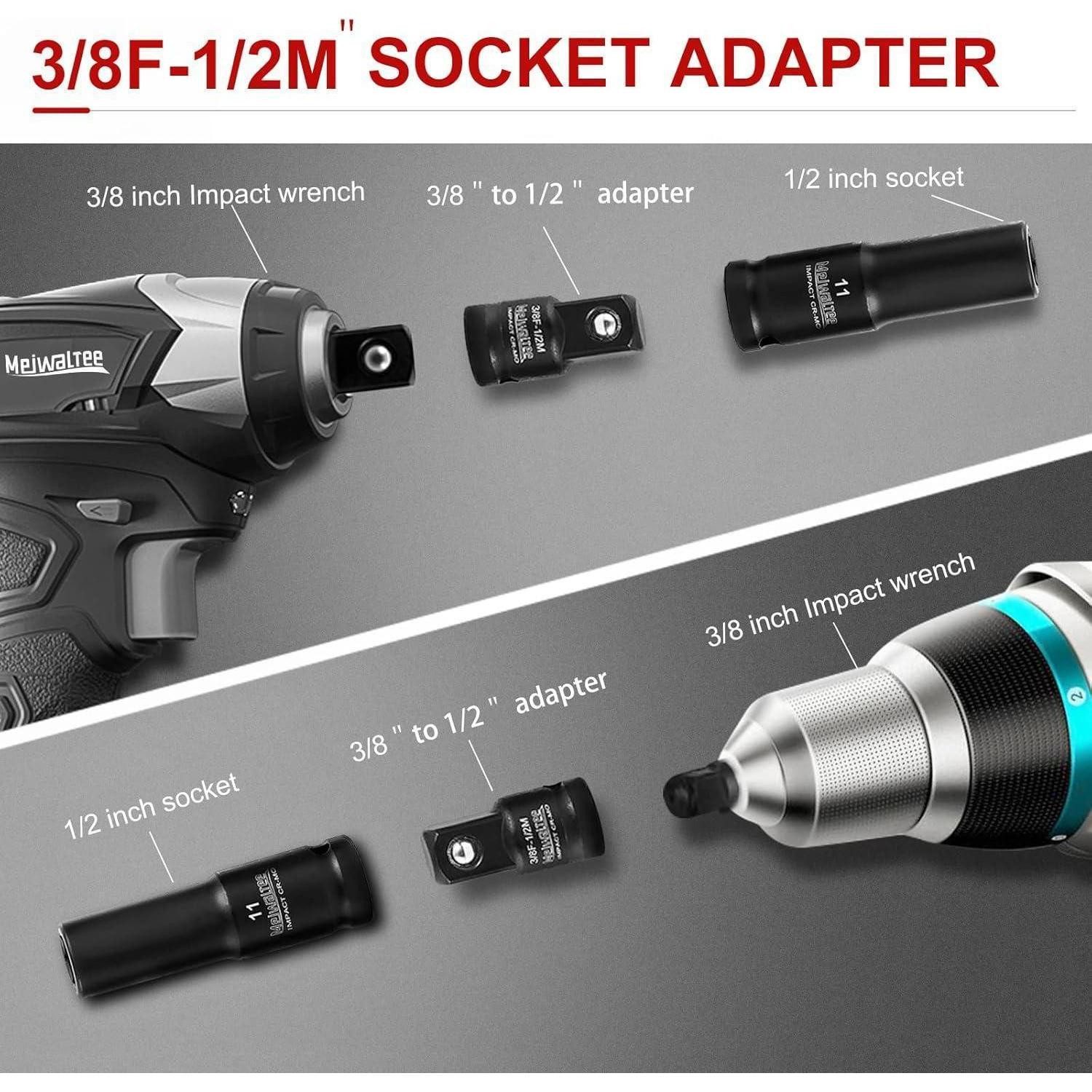 LuxusKollektion Bit- und Steckschlüsselset Schlagschrauber Nüsse 1/2 Metrisch 8-32mm Tief Flach 43 STÜCK METRISCH
