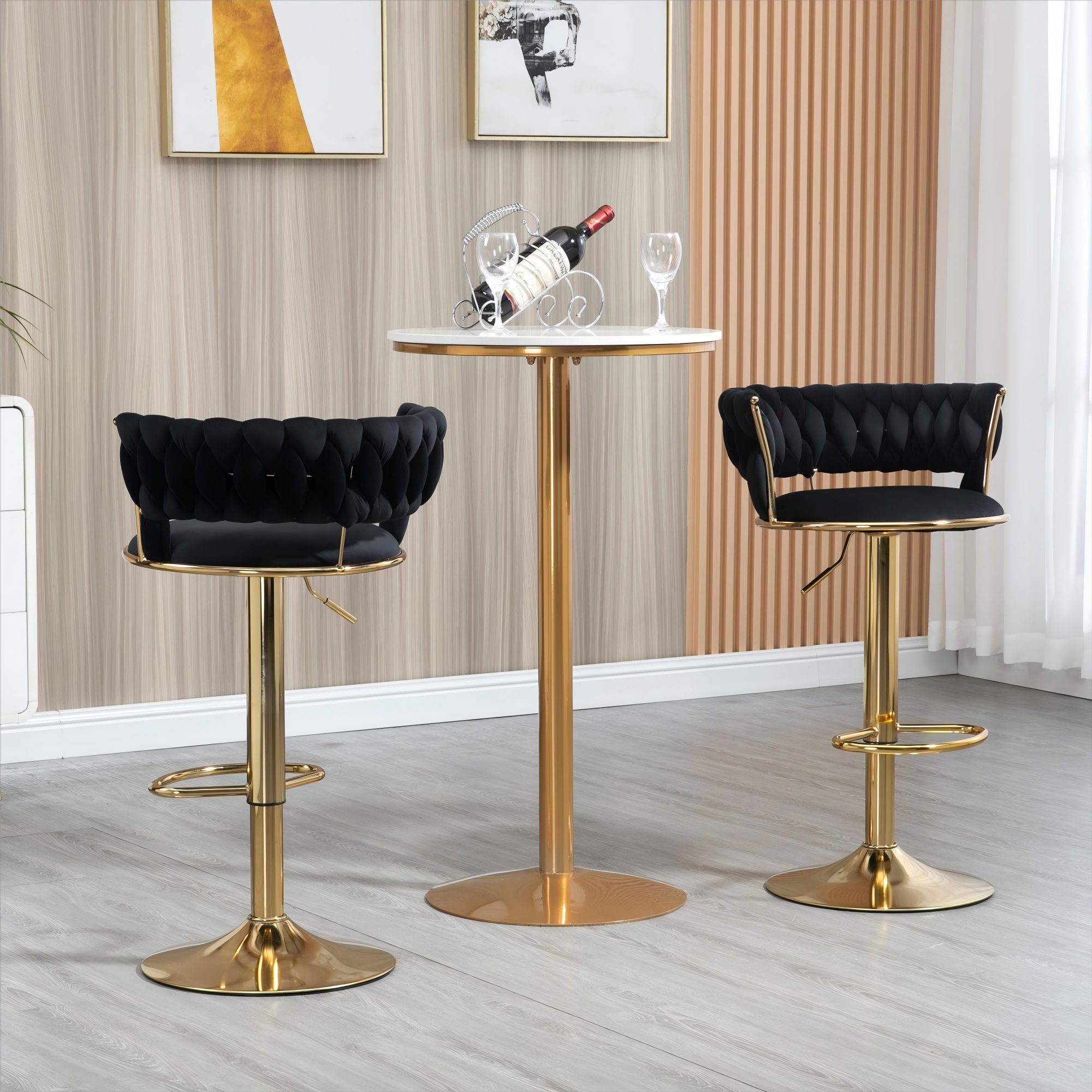 LVHOM Barhocker Set, goldene Stuhlbeine, moderne Samt-Hochstuhl/Barstühle ( günstig online kaufen