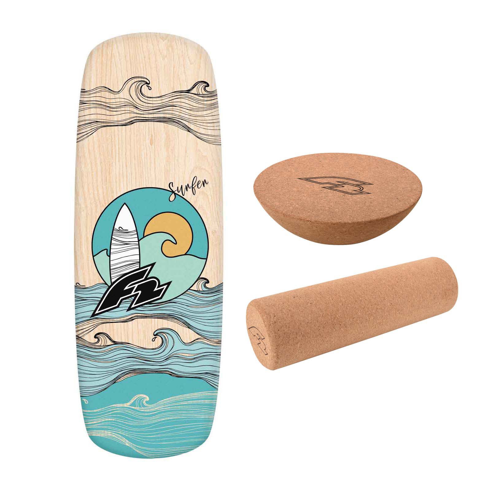 F2 Balanceboard F2 Set Balance Board Pill 86x30cm + Halbkugel und Korkrolle