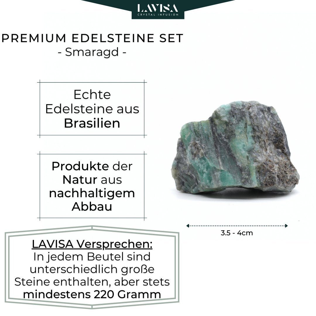 LAVISA Edelstein Smaragd echte Dekosteine, Natursteine Kristalle, Mineralien Edelsteine