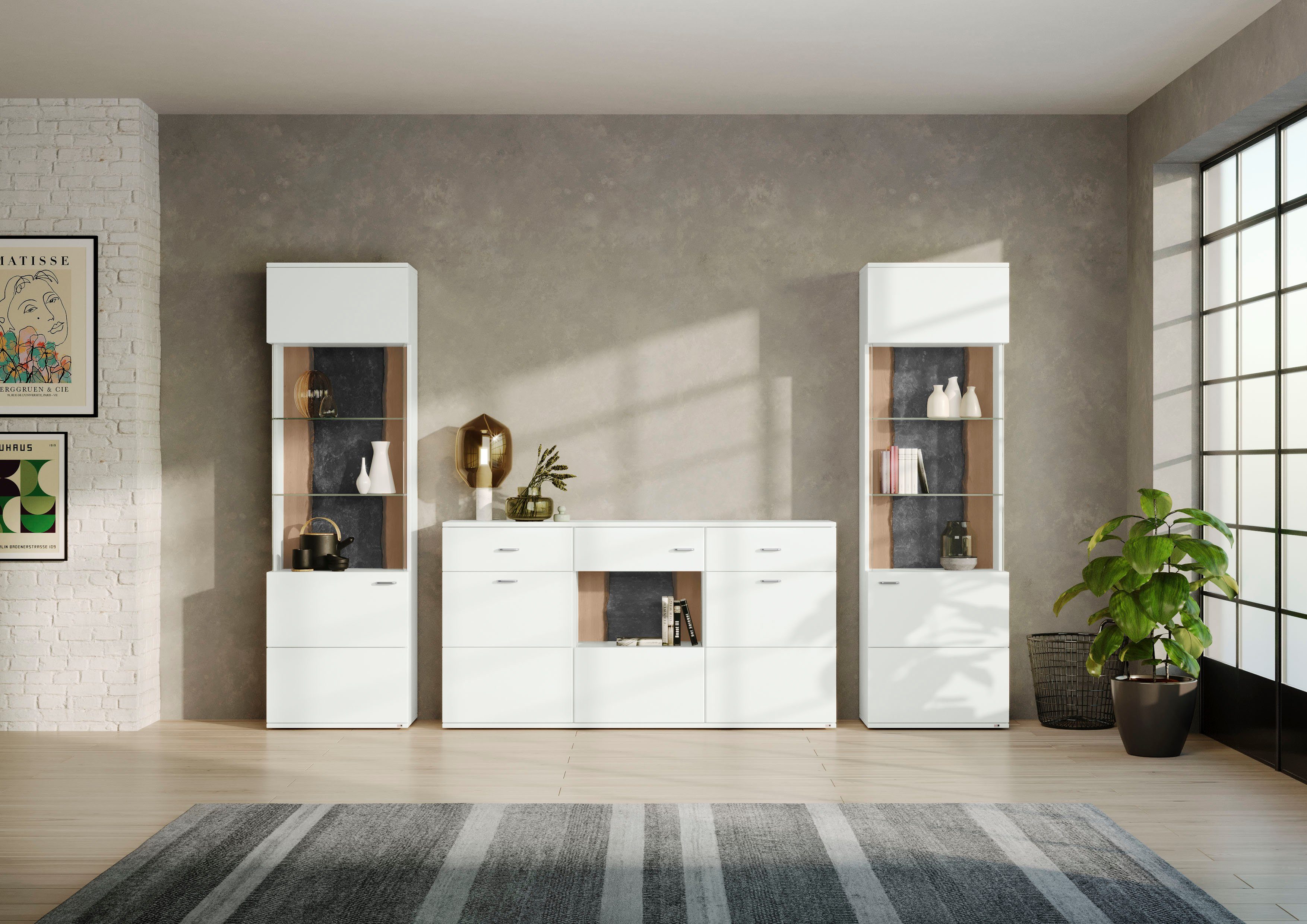 set one by Musterring Wohnwand TACOMA, (Set, 3-St), Typ 11, mit 2 Vitrinen