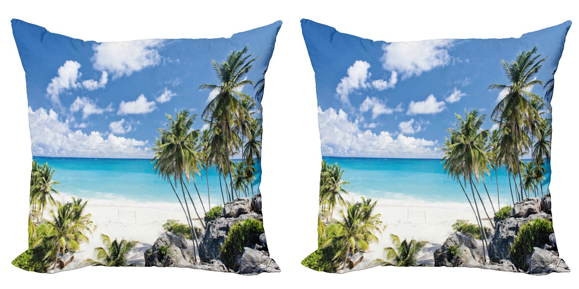 Kissenbezüge Modern Beach Ocean Doppelseitiger Abakuhaus Tropisch Accent (2 Digitaldruck, Barbados Stück),
