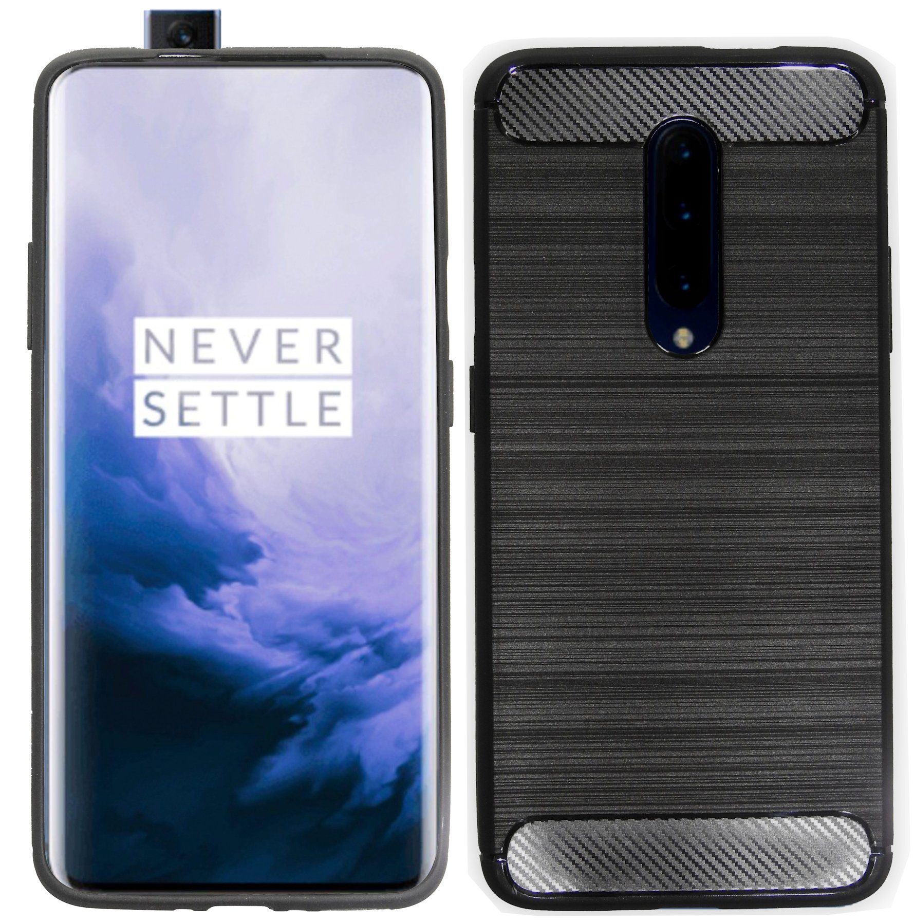 cofi1453 Handyhülle Silikon Hülle Carbon für OnePlus 7 Pro, Case Cover Schutzhülle Bumper