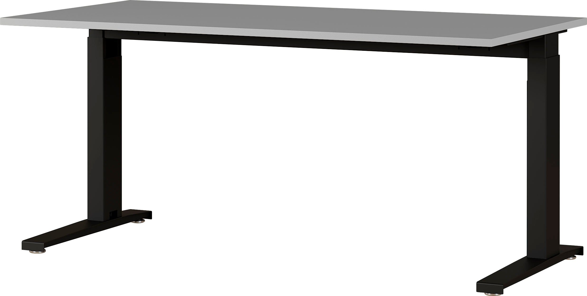 Lichtgrau/Schwarz | mechanisch GERMANIA | höhenverstellbar Schreibtisch GW-Agenda, Schwarz Lichtgrau