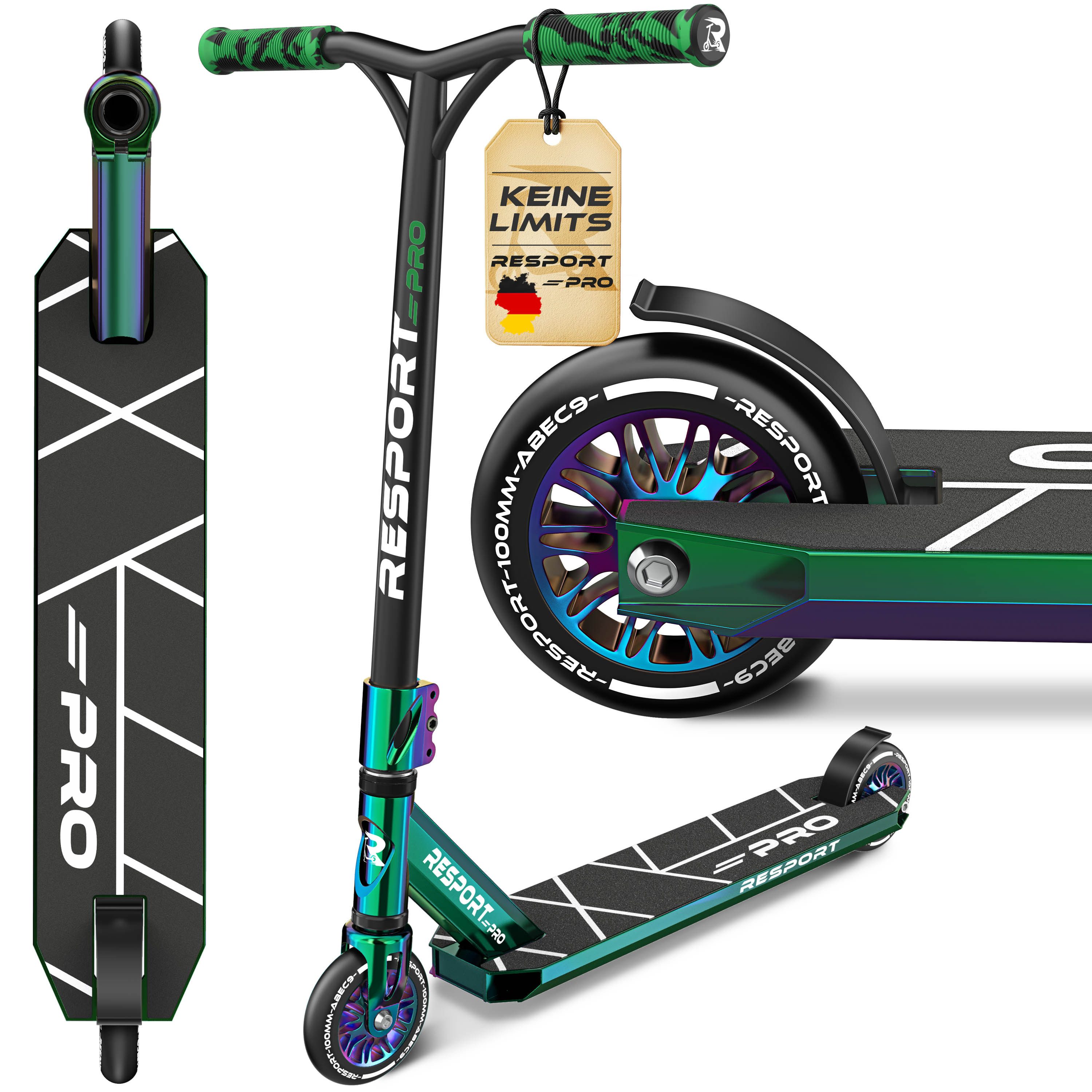 RE:SPORT Cityroller RE:SPORT® Revo Pro Stunt Scooter inkl. Ständer ABEC 9 Kugellagern, (Stuntscooter Kickscooter ABEC 9 Kugellager Trickroller, mit Ständer Profi Stuntroller 110mm PU Wheels & Y-Bar), Stunt Scooter REVO PRO für Kinder & Erwachsene