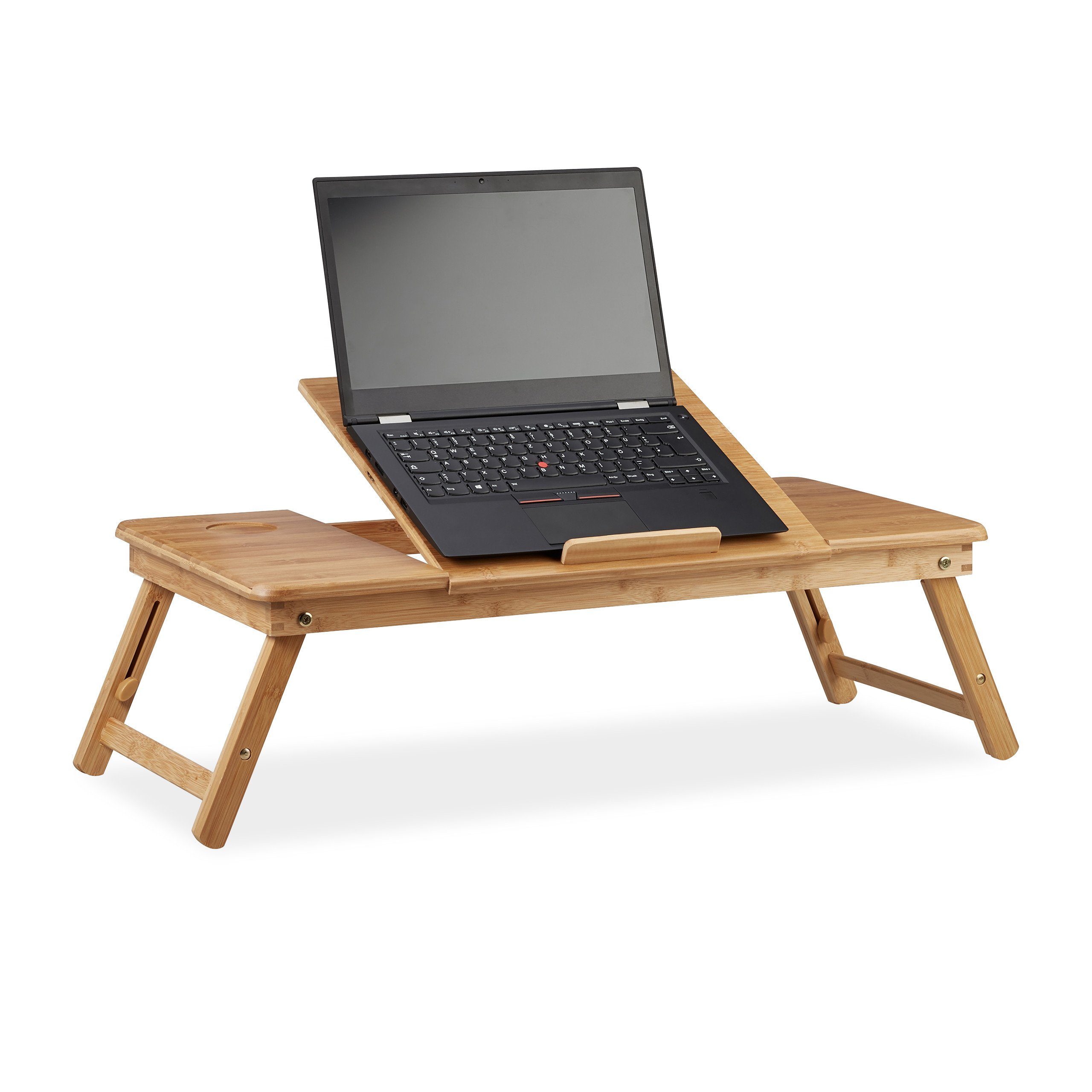 relaxdays Laptop Tablett Bambus Laptoptisch XL, Bambus | Laptoptische