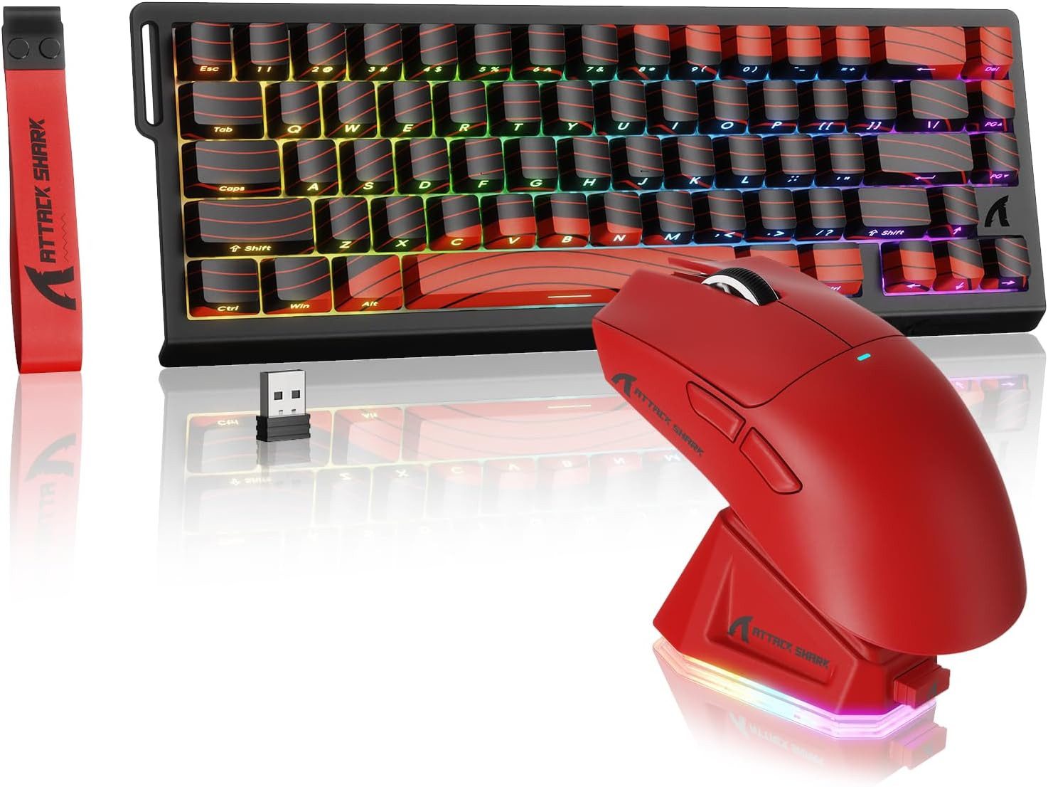MAMBASNAKE Kabelloses Gaming 8KHz Rapid Trigger Tastatur- und Maus-Set, Ultraleichte RGB Gaming Bundle mit Magnet Switch & Tri-Mode Verbindung