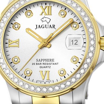JAGUAR Quarzuhr Jaguar Damen Armbanduhr Cosmopolitan, Damenuhr rund, mittel (ca. 34mm) Edelstahlarmband, Fashion-Style