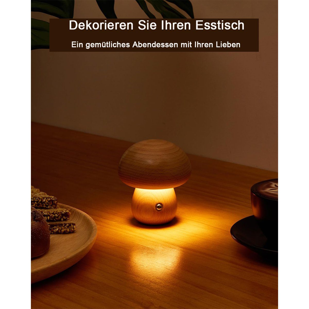 für Pilzlampe dimmbare für Nachttischlampe Jormftte Schlafzimmer,tragbare Heimdekoration LED