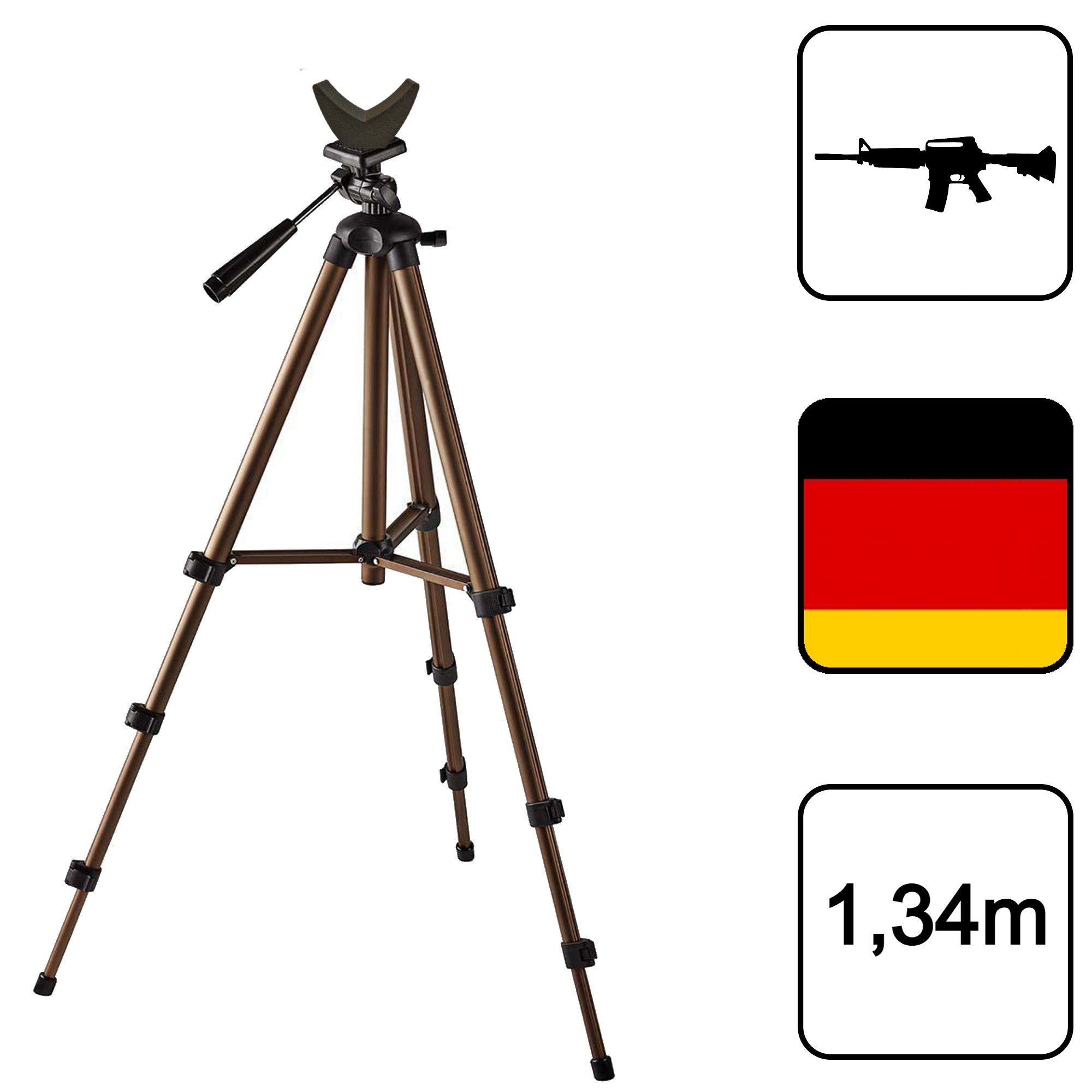 TronicXL 134cm Stativ mit Auflage Gewehrauflage Schießstock Pirschstock Jagd Dreibeinstativ