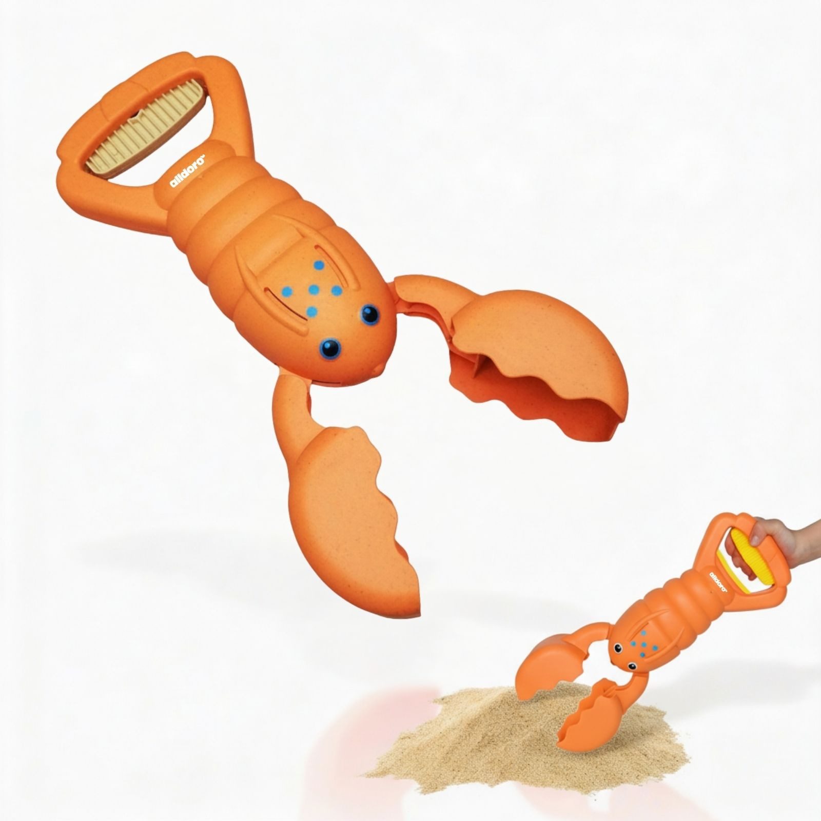 alldoro Sandform-Set Sandgreifer Hummer orange - Sandspielzeug für Kinder ab 3 Jahren, Tierisches Outdoor-Spielzeug für Sandkasten, Spielplatz & Strand