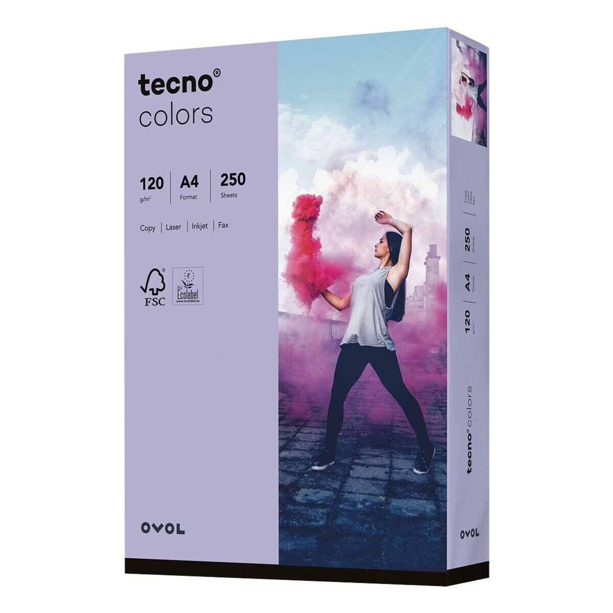 Inapa tecno Druckerpapier Rainbow / tecno Colors, Pastellfarben, Format DIN A4, 120 g/m², 250 Blatt