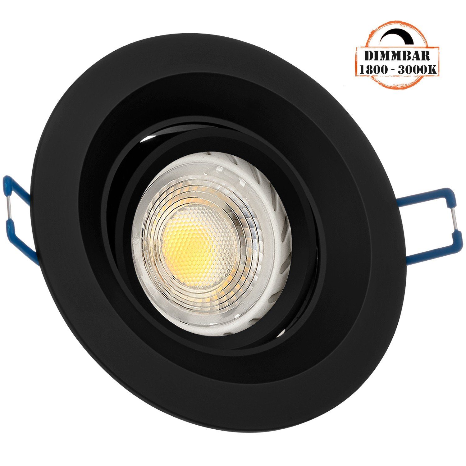 LEDANDO LED Einbaustrahler LED GU10 dimm - mit LEDANDO 5,5W in LED Einbaustrahler von schwarz Set