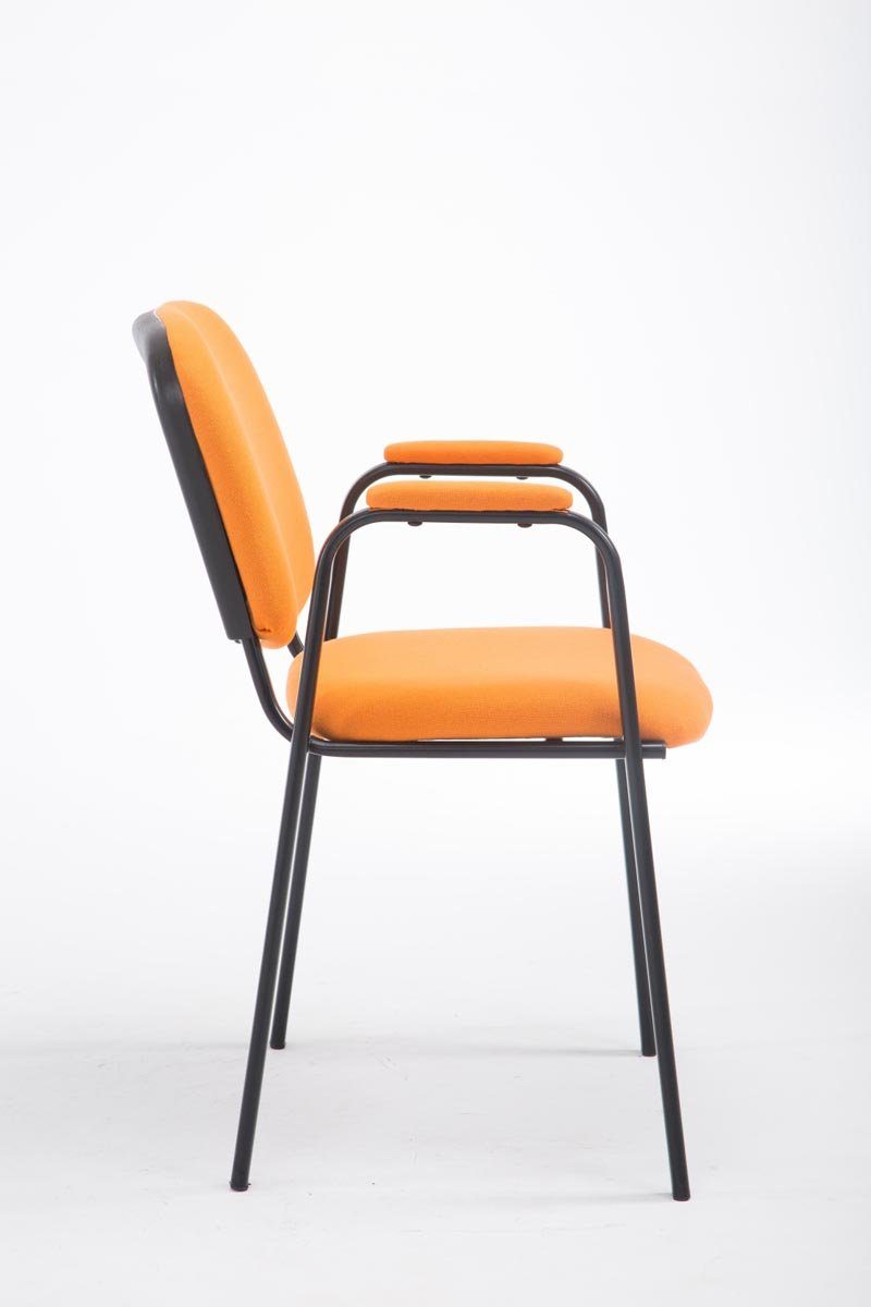 Konferenzstuhl schwarz - TPFLiving Gestell: (Besprechungsstuhl Stoff - mit - Polsterung Keen - orange Sitzfläche: Warteraumstuhl Besucherstuhl hochwertiger Metall Messestuhl),