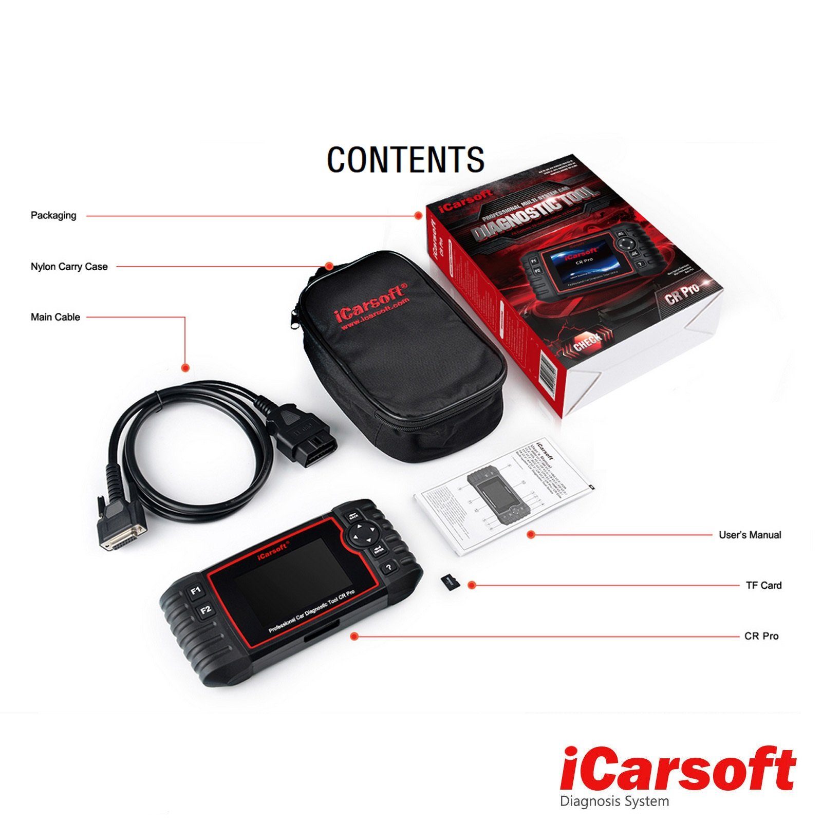 iCarsoft OBD2-Diagnosegerät CR PRO OBD-2 Scanner + Kostenlose Online Updates DEUTSCH – Bild 2 von 5