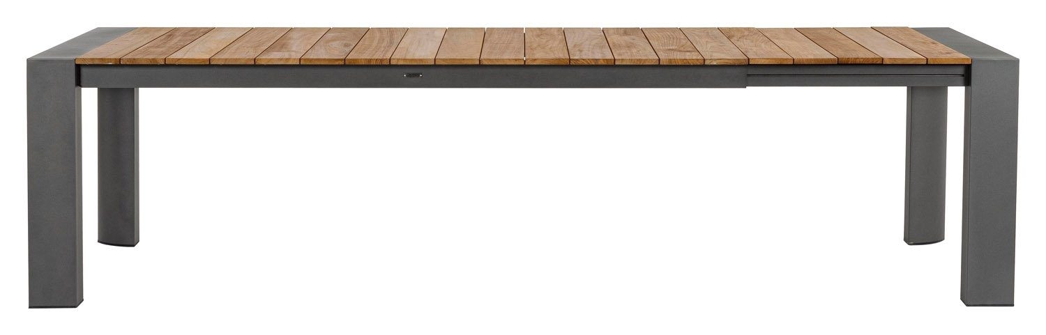 Bizzotto Gartentisch 100 aus - Aluminium, Tischplatte Teakholz 294 Anthrazit, Ausziehbar, x 228 CAMERON, Braun, cm