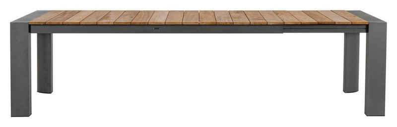 Bizzotto Gartentisch CAMERON, Ausziehbar, 228 - 294 x 100 cm, Braun, Anthrazit, Aluminium, Tischplatte aus Teakholz